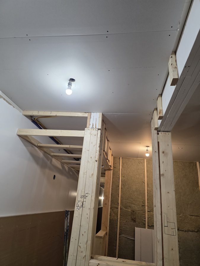 Chinook Glow drywall — multiple room ceilings drywalled
