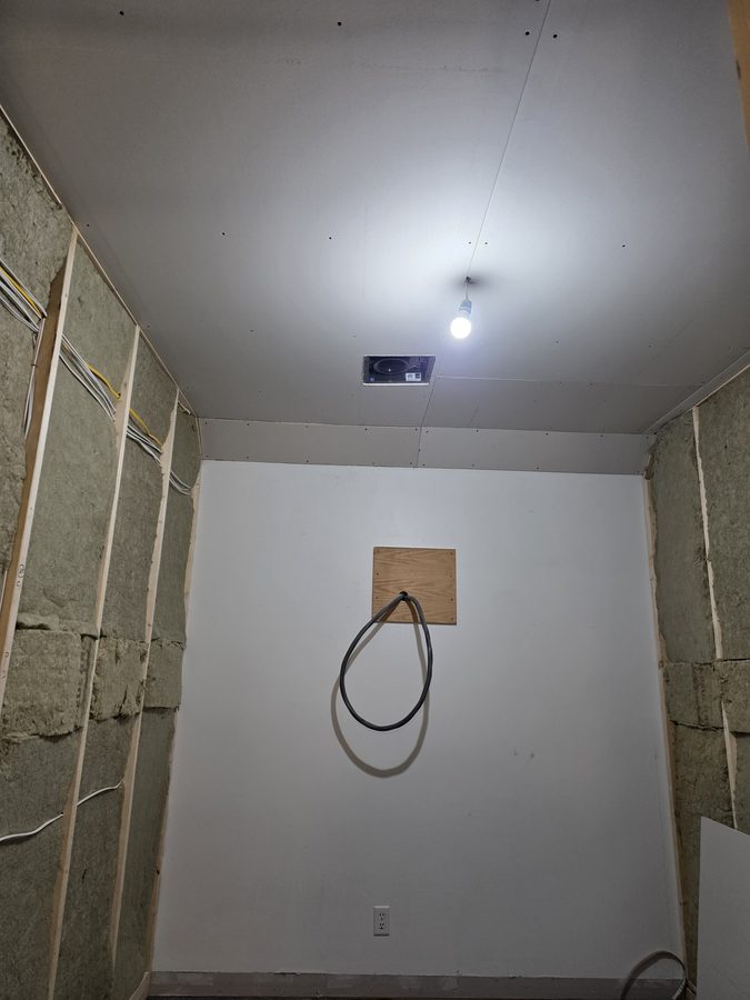 Chinook Glow drywall — tanning room ceiling and buck booster feed