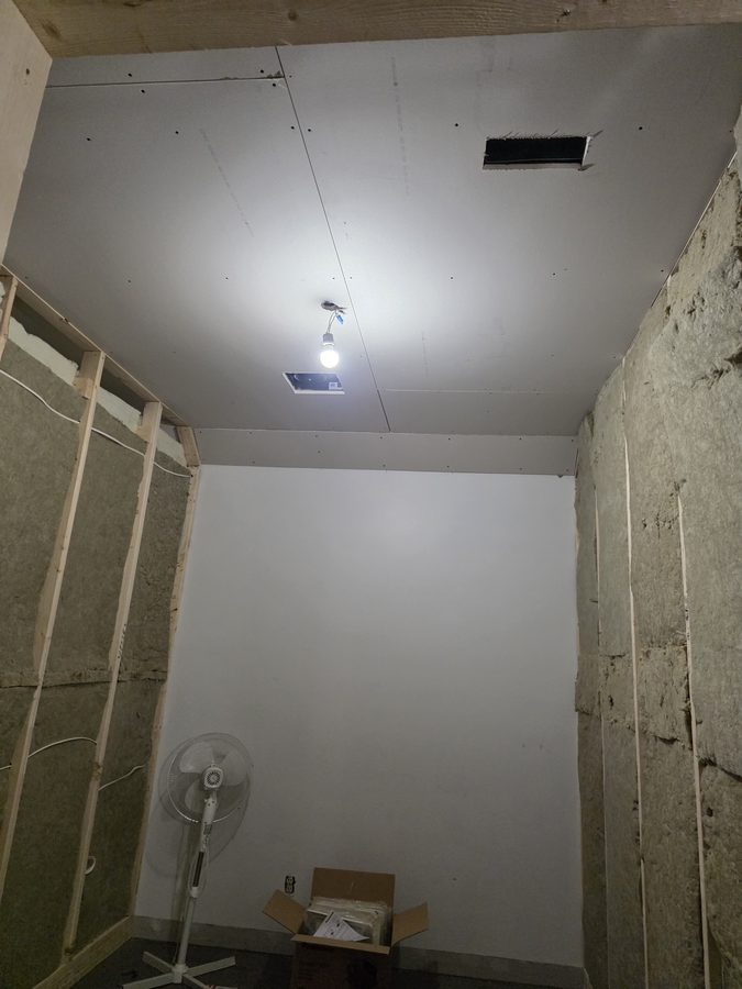 Chinook Glow drywall — reception area ceiling going in