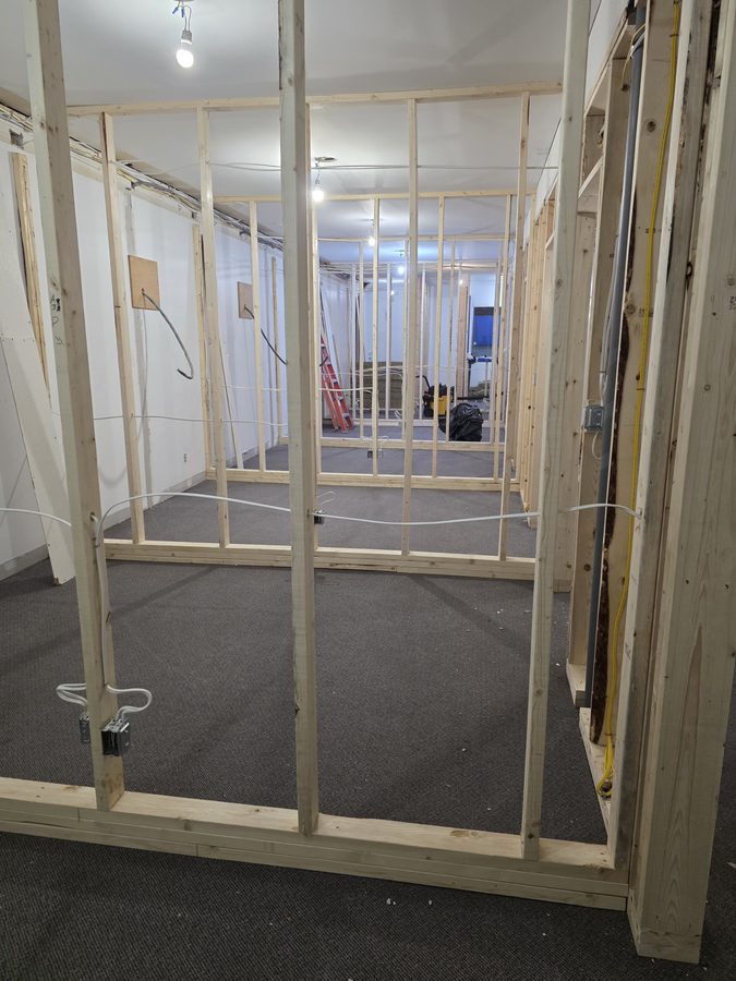 Chinook Glow electrical rough-in — service rooms from corridor