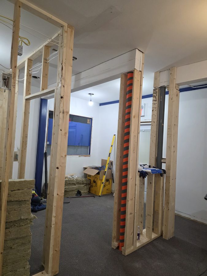 Chinook Glow electrical rough-in — reception end with structural pole