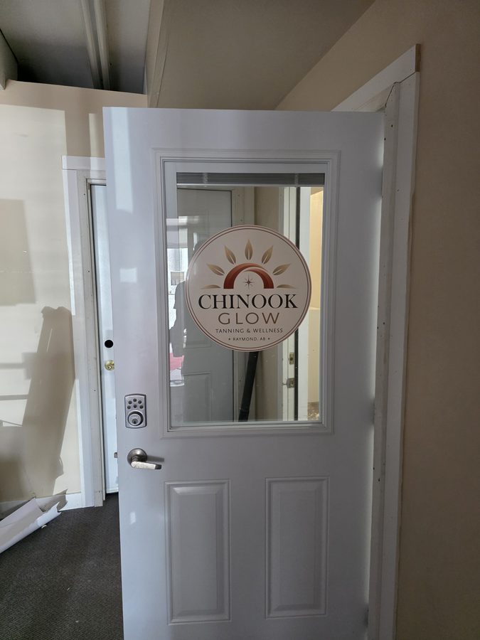 Chinook Glow front door logo decal — Raymond AB